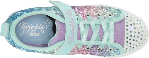 Skechers Kids Girls Twinkle Sparks-Sequin Flash Sneaker, Light Blue/Multi, 8 Toddler in Saudi Arabia