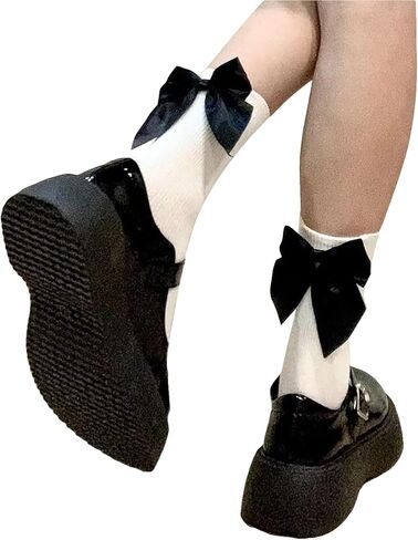 SHENHE Women's Bow Decor Crew Socks Soft Cute Dress Socks Boots Socks Breathable Socks in Saudi Arabia