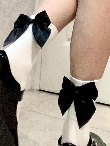 SHENHE Women's Bow Decor Crew Socks Soft Cute Dress Socks Boots Socks Breathable Socks in Saudi Arabia