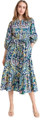 Shoshanna Women's Sunny Printed V-Neck Midi Dress in Saudi Arabia