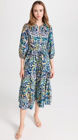 Shoshanna Women's Sunny Printed V-Neck Midi Dress in Saudi Arabia
