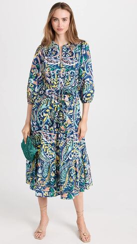Shoshanna Women's Sunny Printed V-Neck Midi Dress in Saudi Arabia
