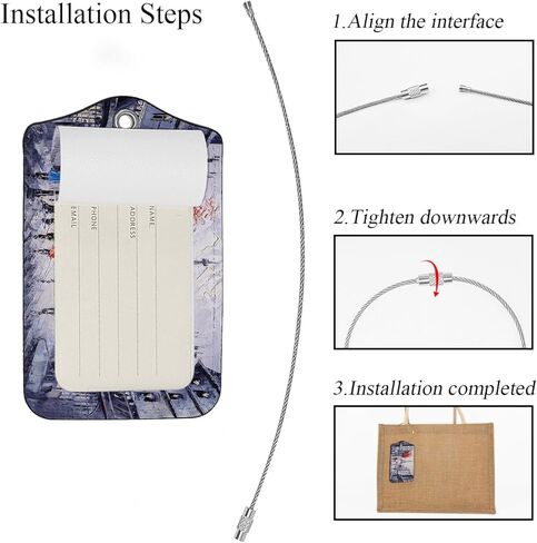EKOBLA معرف علامة الأمتعة لوحة زيتية منظر الشارع لباريس الفرنسية بناء حماية الخصوصية ملصق حقيبة السفر لأمتعة الحقائب، قطعة واحدة من علامات الأمتعة مع حلقة من الفولاذ المقاوم للصدأ وبطاقة هوية الاسم in Kuwait