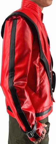 HIMJOK Halloween Red Leather Thriller Jacket for Adults Impersonator -Michael Style XS-3XL in Saudi Arabia