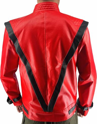 HIMJOK Halloween Red Leather Thriller Jacket for Adults Impersonator -Michael Style XS-3XL in Saudi Arabia
