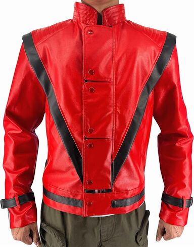 HIMJOK Halloween Red Leather Thriller Jacket for Adults Impersonator -Michael Style XS-3XL in Saudi Arabia