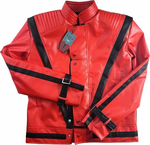 HIMJOK Halloween Red Leather Thriller Jacket for Adults Impersonator -Michael Style XS-3XL in Saudi Arabia
