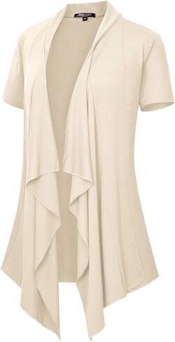 Women's Short Sleeve Draped Open Front Cardigan Lightweight Summer Vest for Women in Saudi Arabia