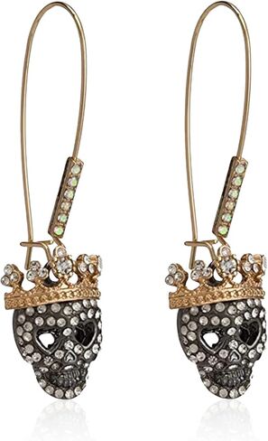 Vavhoo الجمجمة تتدلى أقراط النساء الهيكل العظمي طويل الأذن انخفاض الأقراط مسمار هالوين زي الاكسسوارات القوطي الشرير Dangly الهيب هوب روك الأذن ثقب الجمجمة مجوهرات للنساء الرجال in Kuwait
