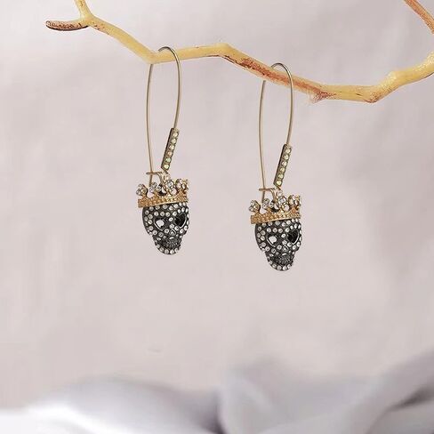 Vavhoo الجمجمة تتدلى أقراط النساء الهيكل العظمي طويل الأذن انخفاض الأقراط مسمار هالوين زي الاكسسوارات القوطي الشرير Dangly الهيب هوب روك الأذن ثقب الجمجمة مجوهرات للنساء الرجال in Kuwait