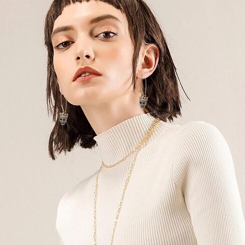 Vavhoo الجمجمة تتدلى أقراط النساء الهيكل العظمي طويل الأذن انخفاض الأقراط مسمار هالوين زي الاكسسوارات القوطي الشرير Dangly الهيب هوب روك الأذن ثقب الجمجمة مجوهرات للنساء الرجال in Kuwait