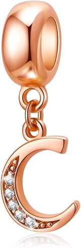 Letter Charms Rose Gold 925 Sterling Silver Alphabet Initial Crystal Dangle Beads fit Pandora Bracelets Mothers Christmas Day Gifts in Kuwait