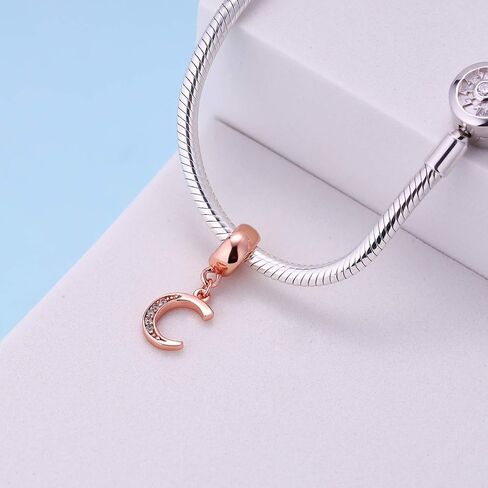 Letter Charms Rose Gold 925 Sterling Silver Alphabet Initial Crystal Dangle Beads fit Pandora Bracelets Mothers Christmas Day Gifts in Kuwait