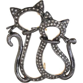 دبوس بروش أنيق مرصع بالألماس للنساء من الفضة الاسترلينية عيار 1.05 قيراط من الألماس الطبيعي البني عيار 925 للنساء in Kuwait