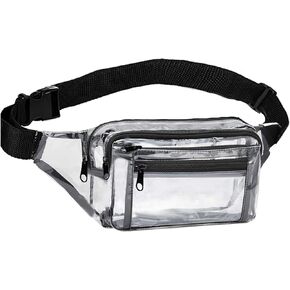Clear Fanny Pack Stadium Approved Transparent Waist Bag for Women,Fashion Belt Bag Bum Bag for Festival Travel Beach Concerts Sporting Event(Clear Fanny Pack for Black)