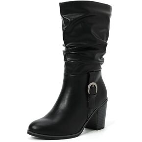Luoika Women's Wide Width Cowboy Cowgirl Boots - Wide Calf Pointed Toe Pump Heel Women's Western Boots.