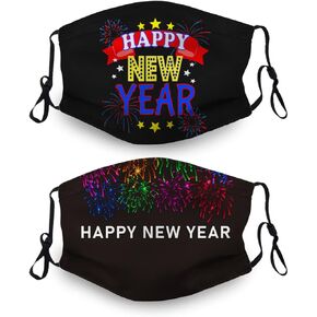 2Pack 2023 Happy New Year Face Mask, Washable Bandanas Reusable Mask with Filter Pocket for Women Men in Kuwait