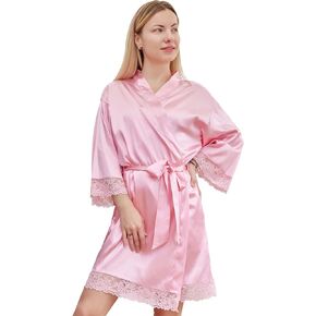 أردية DaysU ساتان للنساء، أرواب حمام حريرية قصيرة للنساء، أرواب نسائية لملابس الاسترخاء، وصيفة العروس، وحفلات الزفاف in Kuwait