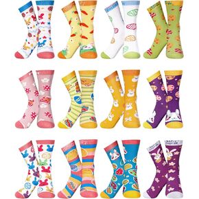 12 Pairs Easter Women Casual Crew Socks Hot Easter Bunny Mid Calf Length Hosiery Animal Series Festive Gift Easter Socks for Ladies Teens in Saudi Arabia