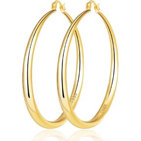 Senteria Sterling Silver Hoop Earrings Large Hoops Earrings for Women Lightweight Big Silver Hoop Earrings Hypoallergenic Sterling Silver Hoop Earrings for Women (30/40/50/60/70mm) in Kuwait