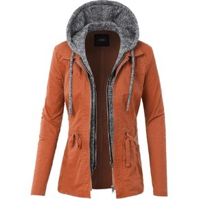 سترة LE3NO النسائية خفيفة الوزن بياقة واقفة ورباط وخصر سفاري عسكرية مع جيوب in Kuwait