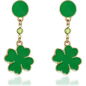 St. Patrick's Day Earrings for Women Girls Green Clover Hat Beer Dangling Drop Earrings Irish Shamrock Dangle Earrings for Teen Irish Festival Gift