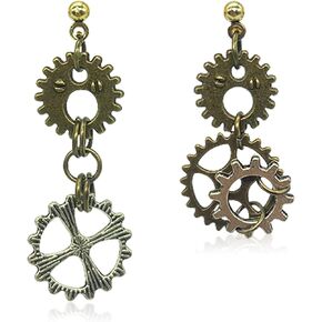 QUPENGXU Steampunk Vintage Clockwork Earrings Handmade Retro Clock Gear Drop Dangle Earrings For Women Girls And Men in Saudi Arabia