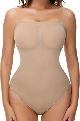 Zeecaro Strapless Bodysuit for Tummy Control Women's Shapewear Bodysuits Seamless Body Shaper Tank Top faja in Saudi Arabia