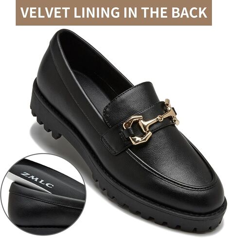 zmlc Women's Platform Loafers, Slip-On Flats Loafers Fashionable Everyday Wear, Casual Shoes for Women Soft Comfortable for Business Casual Size 6-11 in Kuwait