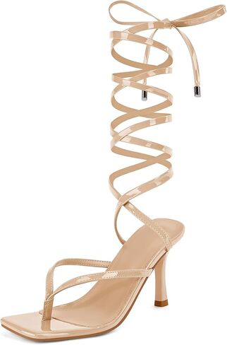 المرأة Strappy الدانتيل يصل الكعب الصنادل ساحة المفتوحة تو الوجه يتخبط متقاطع عالية الكعب فستان صيفي حذاء الحفلات in Kuwait
