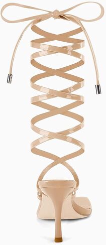 المرأة Strappy الدانتيل يصل الكعب الصنادل ساحة المفتوحة تو الوجه يتخبط متقاطع عالية الكعب فستان صيفي حذاء الحفلات in Kuwait