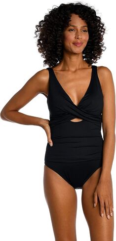 La Blanca Women's Standard Island Goddess Cross Front Keyhole One Piece Swimsuit in Saudi Arabia