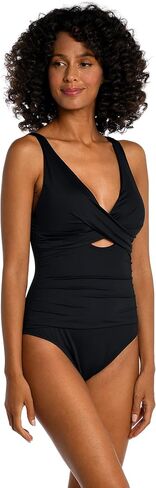 La Blanca Women's Standard Island Goddess Cross Front Keyhole One Piece Swimsuit in Saudi Arabia