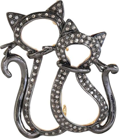 دبوس بروش أنيق مرصع بالألماس للنساء من الفضة الاسترلينية عيار 1.05 قيراط من الألماس الطبيعي البني عيار 925 للنساء in Kuwait