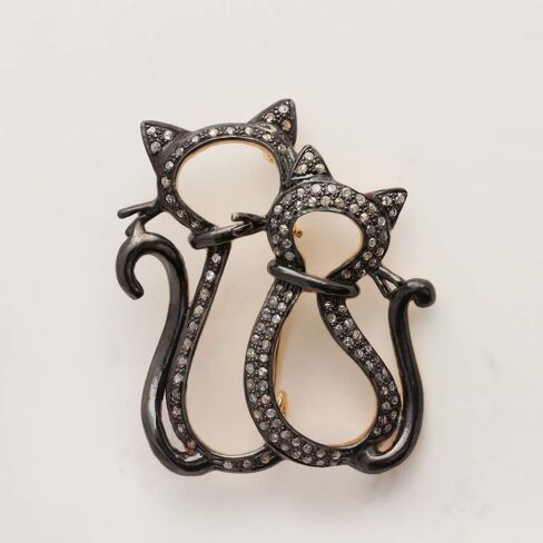 دبوس بروش أنيق مرصع بالألماس للنساء من الفضة الاسترلينية عيار 1.05 قيراط من الألماس الطبيعي البني عيار 925 للنساء in Kuwait