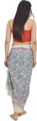 100% Cotton Swimsuit Cover-Up, Indian Hand Block Printed Sarong Wraps Bikini Cover-Up for Women in Saudi Arabia