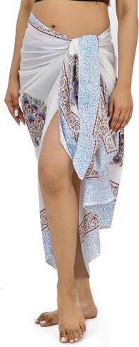 100% Cotton Swimsuit Cover-Up, Indian Hand Block Printed Sarong Wraps Bikini Cover-Up for Women in Saudi Arabia