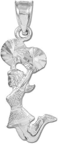Sports Charm 925 Sterling Silver Cheerleader Charm Pendant Necklace - Choice of Pendant Only or Chain Length in Saudi Arabia
