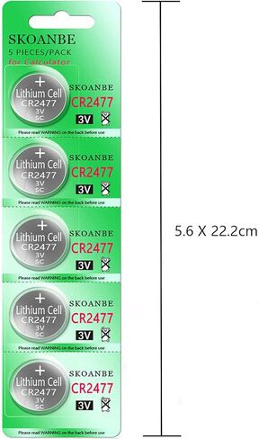 SKOANBE 5 حزم 2477 3 فولت بطارية ليثيوم زر عملة CR2477 in Kuwait