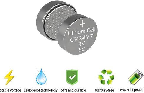 SKOANBE 5 حزم 2477 3 فولت بطارية ليثيوم زر عملة CR2477 in Kuwait