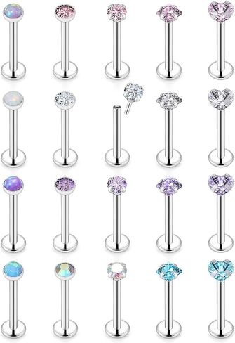 Vsnnsns 20G 18G 16G دفع في حلقات الشفاه الفولاذ المقاوم للصدأ الجراحية مجوهرات Labret مونرو حلقات الشفاه مسمار الغضروف الزنمة الحلزون أقراط ترصيع الأنف الدائري ميدوسا ثقب المجوهرات للنساء الرجال تشيكوسلوفاكيا أوبال 20 قطعة in Saudi Arabia