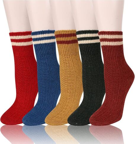 Benefeet Sox المرأة جوارب من الصوف. الجوارب الحرارية خمر الشتاء الدافئة سميكة جوارب متماسكة التنزه مريح المقصورة الجوارب هدايا عيد الميلاد in Saudi Arabia