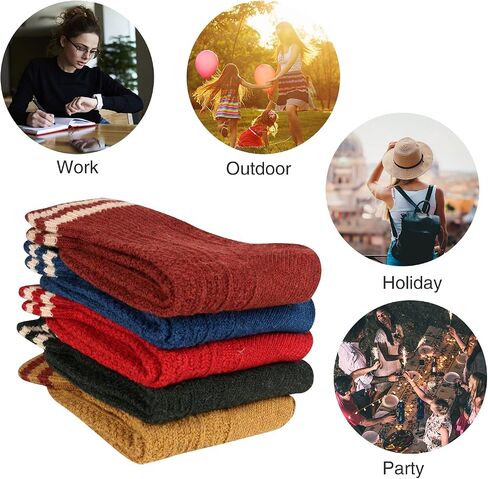 Benefeet Sox المرأة جوارب من الصوف. الجوارب الحرارية خمر الشتاء الدافئة سميكة جوارب متماسكة التنزه مريح المقصورة الجوارب هدايا عيد الميلاد in Saudi Arabia