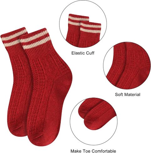 Benefeet Sox المرأة جوارب من الصوف. الجوارب الحرارية خمر الشتاء الدافئة سميكة جوارب متماسكة التنزه مريح المقصورة الجوارب هدايا عيد الميلاد in Saudi Arabia