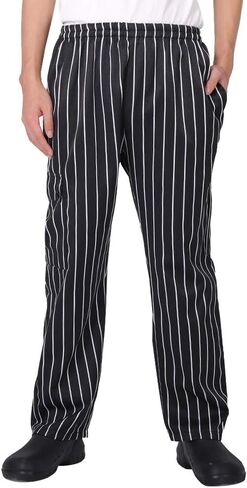Men's and Women's Baggy Chef Pants Black and White Stripes Cargo Style Cook Pant in Saudi Arabia