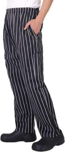 Men's and Women's Baggy Chef Pants Black and White Stripes Cargo Style Cook Pant in Saudi Arabia