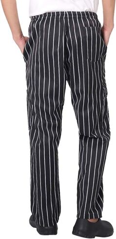 Men's and Women's Baggy Chef Pants Black and White Stripes Cargo Style Cook Pant in Saudi Arabia