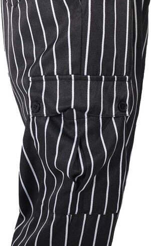 Men's and Women's Baggy Chef Pants Black and White Stripes Cargo Style Cook Pant in Saudi Arabia