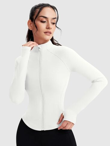 VUTRU Women's Zip Up Cropped Workout Jacket Super Slim Fit Yoga Jackets Lightweight Running Athletic Jacket with Thumb Holes in Kuwait