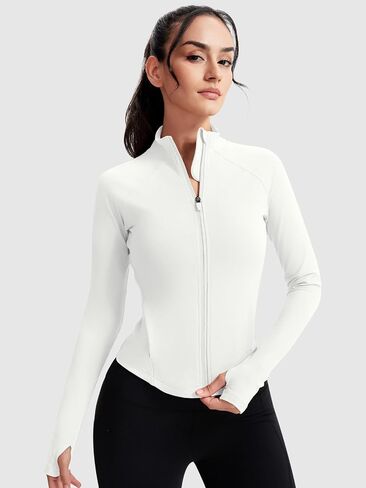 VUTRU Women's Zip Up Cropped Workout Jacket Super Slim Fit Yoga Jackets Lightweight Running Athletic Jacket with Thumb Holes in Kuwait